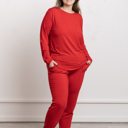 Medium Red Buttery Soft & Cooling Modal Pajama Set: Women Lounge Wear