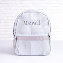 Gray Personalized Baby Backpacks, Monogrammed Toddler Backpacks, Seersucker Backpack, Preschool Book Bag, Personalized Baby Gifts