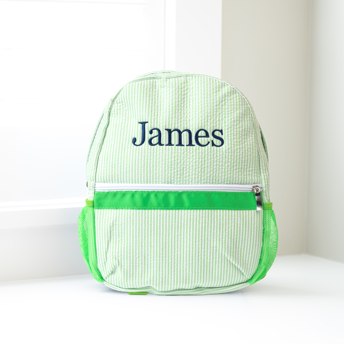Personalized Baby Backpacks, Monogrammed Toddler Backpacks, Seersucker Backpack, Preschool Book Bag, Personalized Baby Gifts