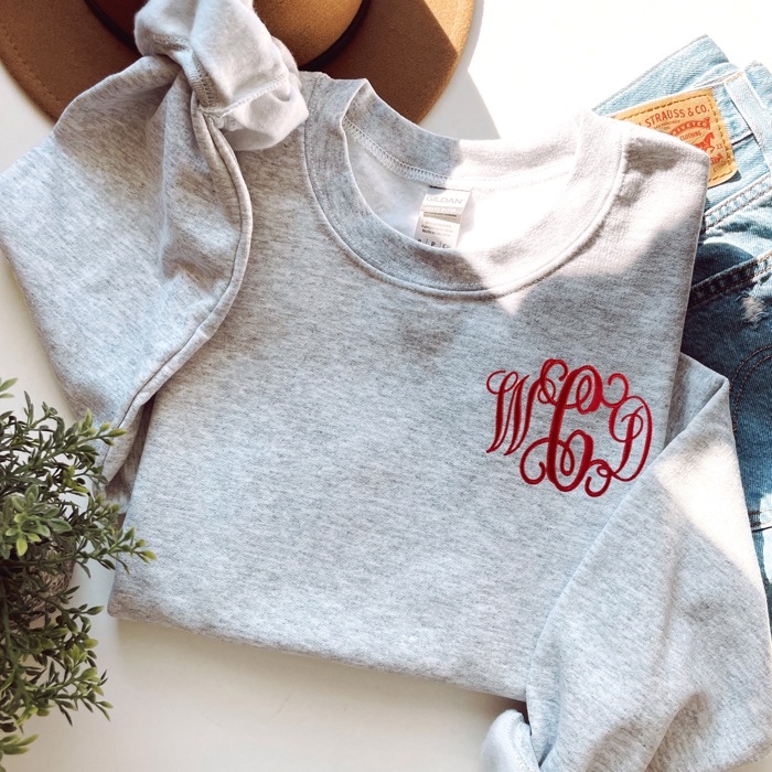 Monogrammed Sweatshirt, Embroidered Sweatshirt, Personalized Gift for Her, Custom Embroidery