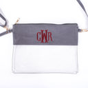Gray Monogrammed Clear Stadium Bags, Personalized Graduation Gift, Team Color Game Day Bag, Clear Game Day Bag, Concert Bag, Crossbody Bag