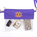 Purple Monogrammed Clear Stadium Bags, Personalized Graduation Gift, Team Color Game Day Bag, Clear Game Day Bag, Concert Bag, Crossbody Bag