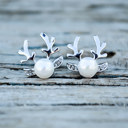  Christmas Earrings, Pearl Reindeer Studs, Pearl Earrings, Silver Earrings, Gold Earrings, Minimalist Holiday Earrings, Festive Earring