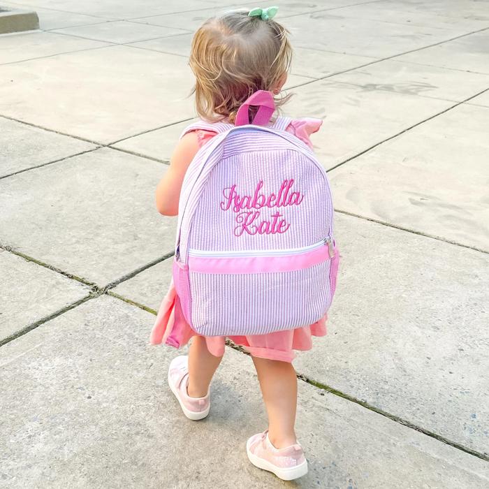 Personalized Baby Backpacks, Monogrammed Toddler Backpacks, Seersucker Backpack, Preschool Book Bag, Personalized Baby Gifts