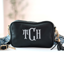 Black Personalized Crossbody Bag, Vegan Leather Handbag, Personalized Gift for Mom, PU Leather Clutch, Bridesmaid Crossbody Bags, Mommy and Me Bag