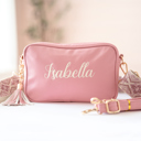 Rose Personalized Crossbody Bag, Vegan Leather Handbag, Personalized Gift for Mom, PU Leather Clutch, Bridesmaid Crossbody Bags, Mommy and Me Bag