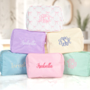  Personalized Makeup Bags, Oversized Cosmetic Bag, Monogram Makeup Organizer, Custom Toiletry Bag