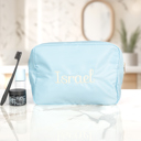 Baby Blue Personalized Makeup Bags, Oversized Cosmetic Bag, Monogram Makeup Organizer, Custom Toiletry Bag