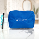 Royal Blue Personalized Makeup Bags, Oversized Cosmetic Bag, Monogram Makeup Organizer, Custom Toiletry Bag