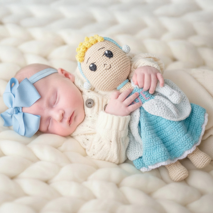 Personalized Princess Dolls, Embroidered Crochet Doll, Custom Name Baby Dolls, Baby Gift for Girls