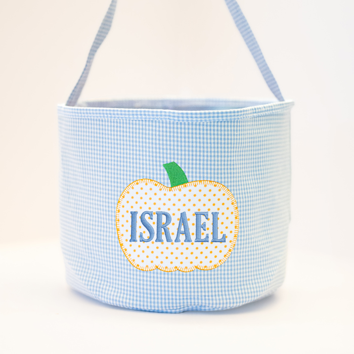 Personalized Trunk or Treat Bags, Embroidered Name Candy Totes, Custom Treat Baskets, Fall Festival Buckets, Preppy Gingham Monogrammed Bags