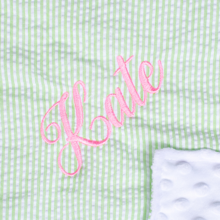 Personalized Baby Blankets, Monogrammed Seersucker Baby Blanket, Custom Baby Blanket, Monogram Nursery Blanket, Personalized Baby Gifts