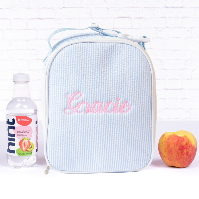Personalized Lunch Bags for Kids, Insulated Lunch Bag, Seersucker Lunch Bag, Monogrammed Kids Lunch Bag, Lunch Box, Lunch Bag for Women