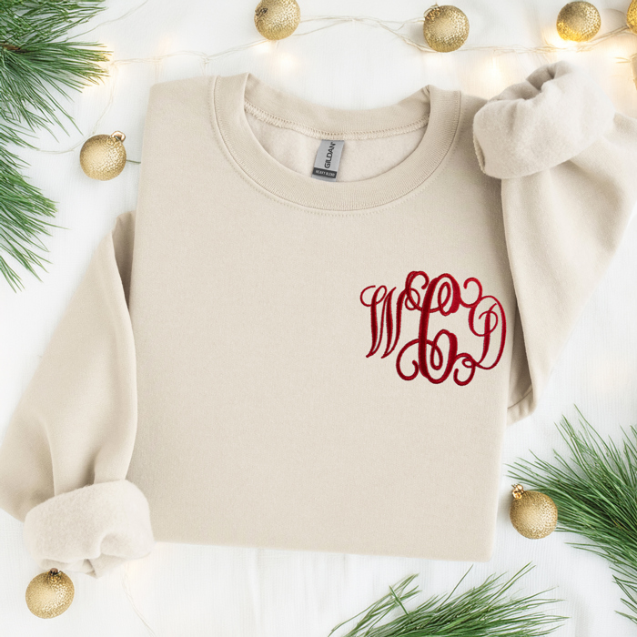 Monogrammed Sweatshirt, Embroidered Sweatshirt, Personalized Gift for Her, Custom Embroidery