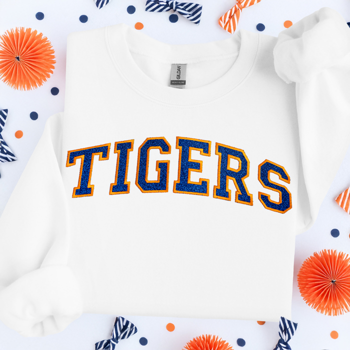 Custom Game Day Sweatshirt, Embroidered Sweatshirt with Glitter, Unisex Team Sweatshirt, Custom Embroidery Sweatshirt, Football Sweatshirt