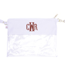 White Monogrammed Clear Stadium Bags, Personalized Graduation Gift, Team Color Game Day Bag, Clear Game Day Bag, Concert Bag, Crossbody Bag