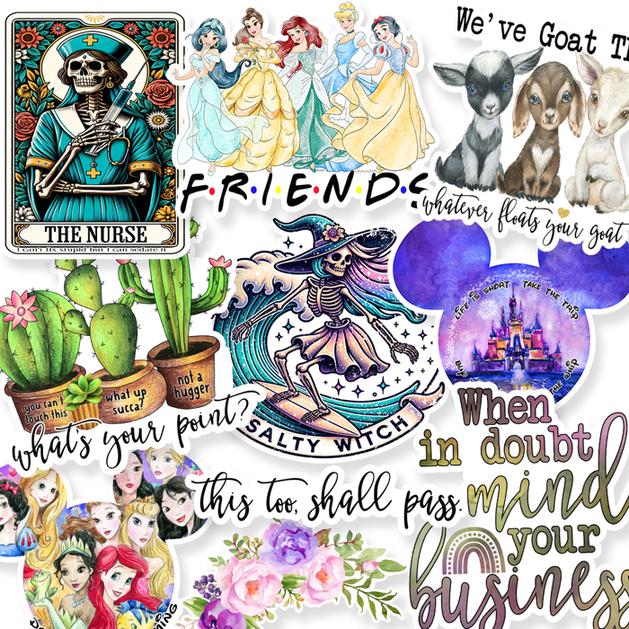 Fun Disney Clearance Character Princess Movie TV Sitcom Friends Show Waterproof Stanley Cup Laptop Vinyl Decal Stickers Sale
