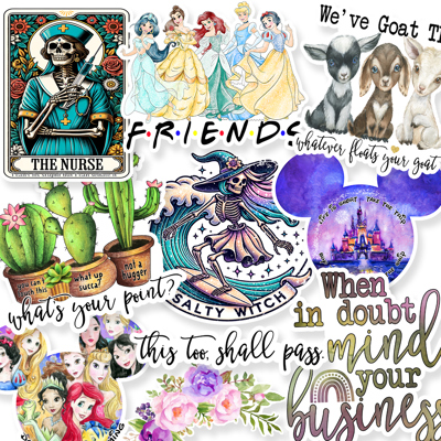 Fun Disney Clearance Character Princess Movie TV Sitcom Friends Show Waterproof Stanley Cup Laptop Vinyl Decal Stickers Sale