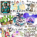 Fun Disney Clearance Character Princess Movie TV Sitcom Friends Show Waterproof Stanley Cup Laptop Vinyl Decal Stickers Sale