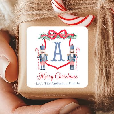 Family Crest Personalized Christmas Gift Stickers | Preppy Christmas Labels | Grand Millennial Christmas