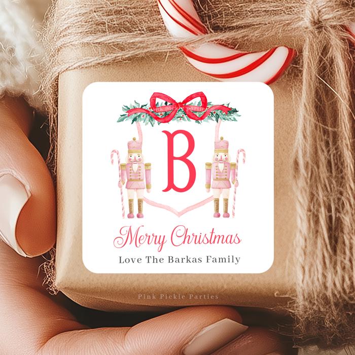 Family Crest Personalized Christmas Gift Stickers | Preppy Christmas Labels | Grand Millennial Christmas