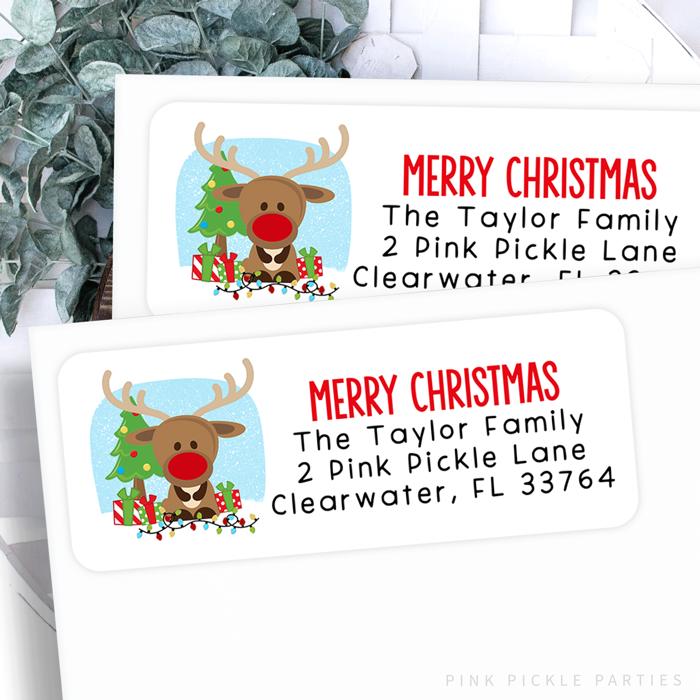 Christmas Address Labels | Personalized Return Address Stickers | Set of 30