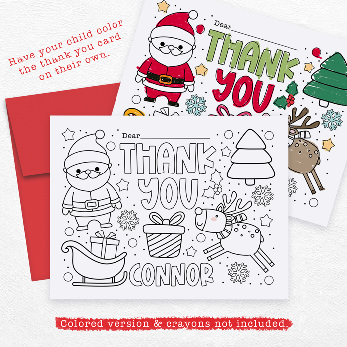 Personalized Kids Coloring Thank You Note Cards | Set of 12