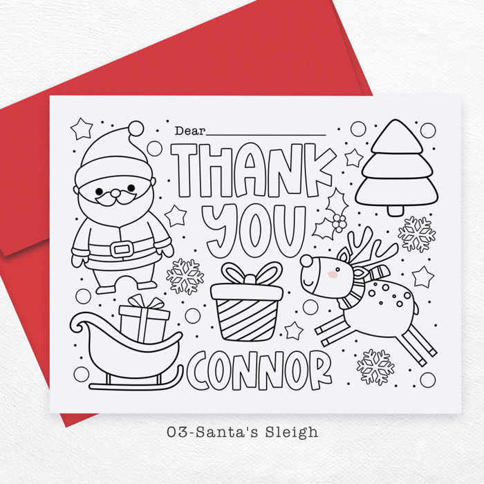 Personalized Kids Coloring Thank You Note Cards | Set of 12