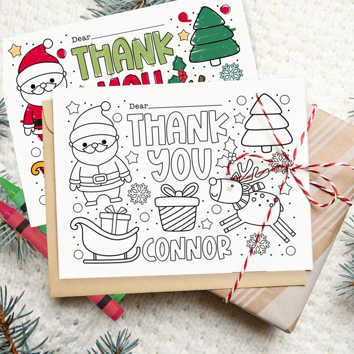 Personalized Kids Coloring Thank You Note Cards | Set of 12