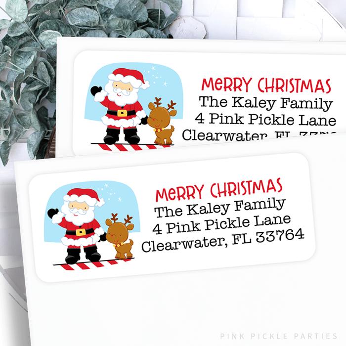 Christmas Address Labels | Personalized Return Address Stickers | Set of 30