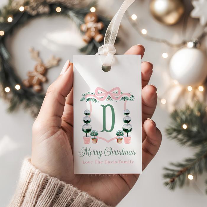 Family Crest Personalized Christmas Gift Tags | Preppy Christmas Tags | Grand Millennial Christmas