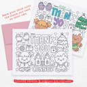  Personalized Kids Coloring Thank You Note Cards | Set of 12