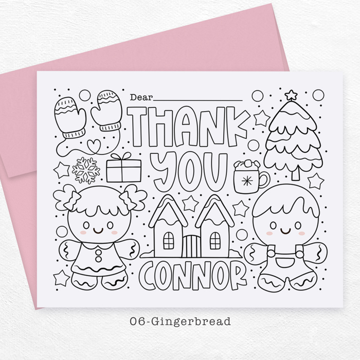 Personalized Kids Coloring Thank You Note Cards | Set of 12