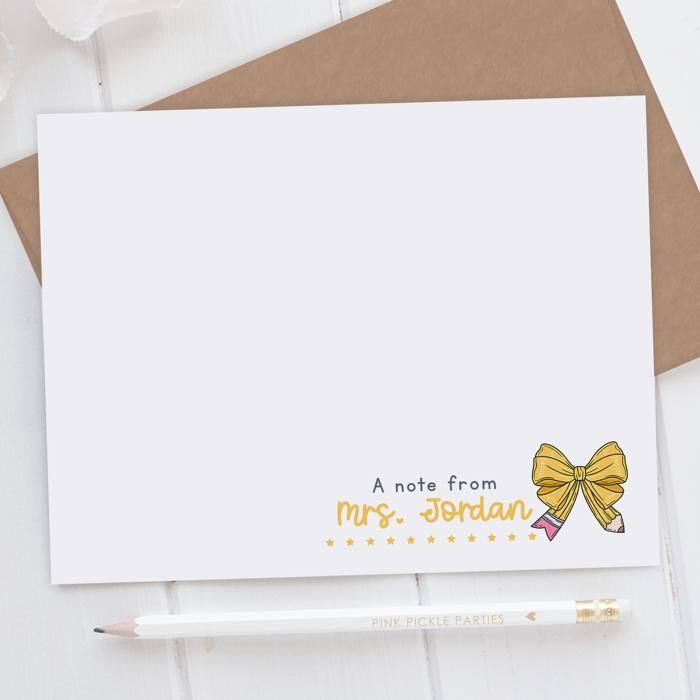 Personalized Teacher Note Cards Set of 12 | Teacher Appreciation Gift