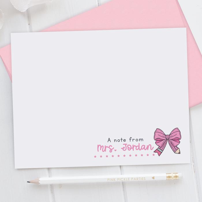 Personalized Teacher Note Cards Set of 12 | Teacher Appreciation Gift
