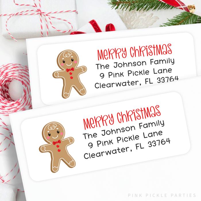 Christmas Address Labels | Personalized Return Address Stickers | Set of 30