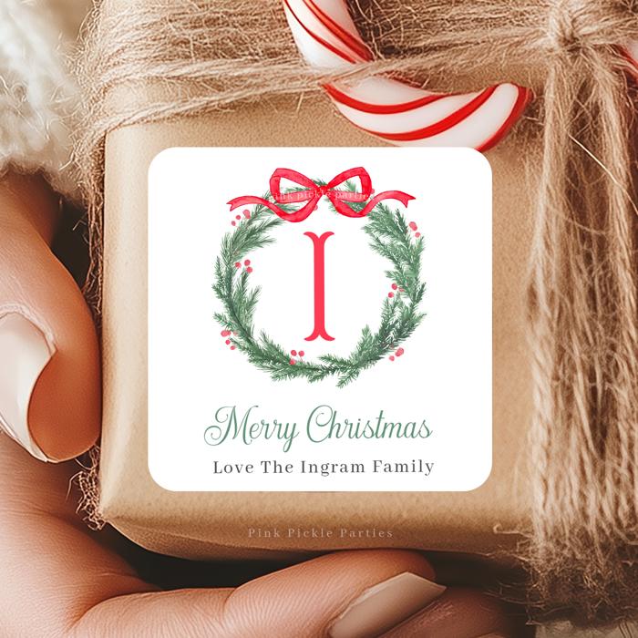 Family Crest Personalized Christmas Gift Stickers | Preppy Christmas Labels | Grand Millennial Christmas