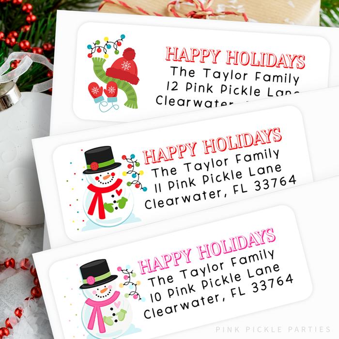 Christmas Address Labels | Personalized Return Address Stickers | Set of 30