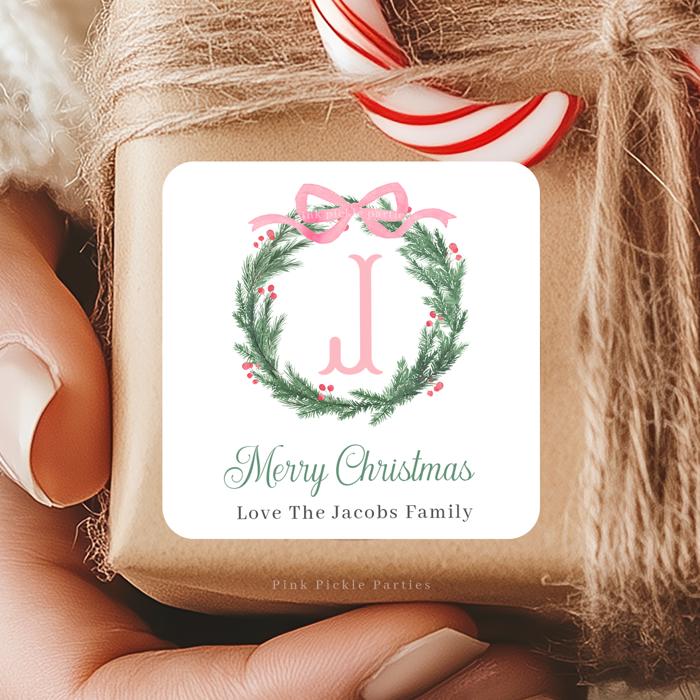 Family Crest Personalized Christmas Gift Stickers | Preppy Christmas Labels | Grand Millennial Christmas