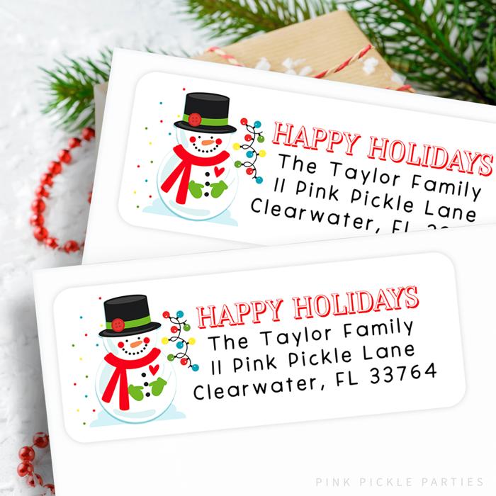 Christmas Address Labels | Personalized Return Address Stickers | Set of 30