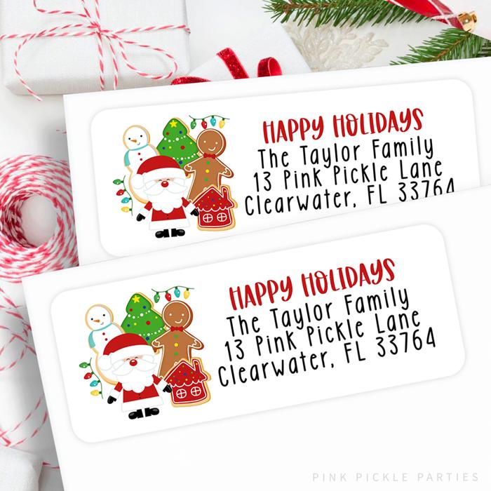 Christmas Address Labels | Personalized Return Address Stickers | Set of 30