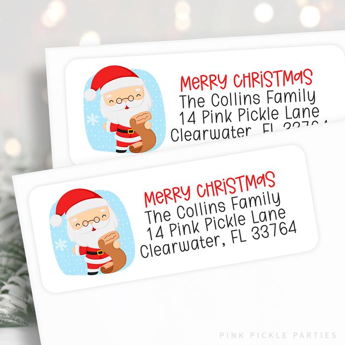 Christmas Address Labels | Personalized Return Address Stickers | Set of 30