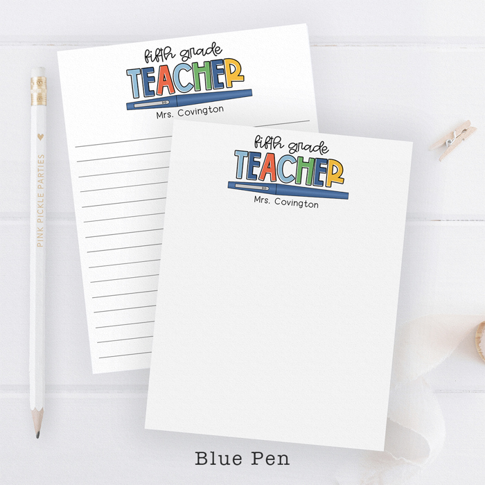 Personalized Teacher Notepad | Flair Pen Notepad | Back to School Teacher Appreciation Gift