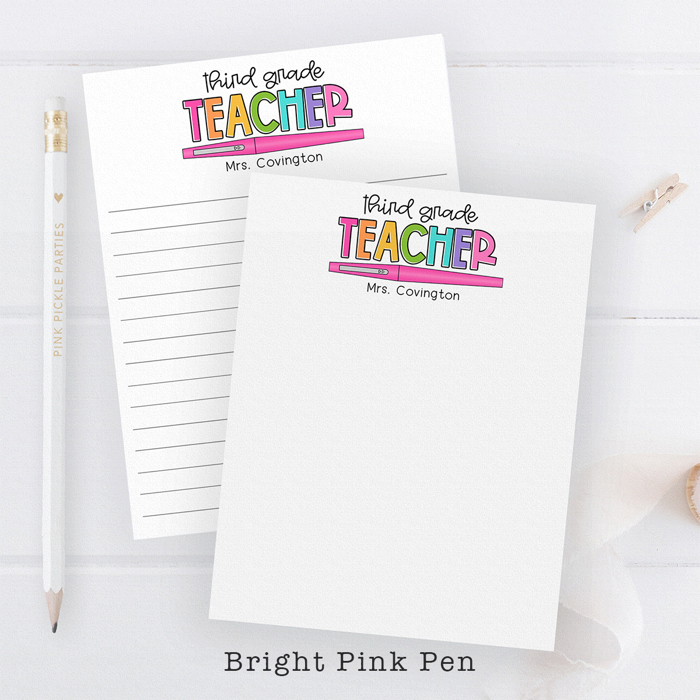 Personalized Teacher Notepad | Flair Pen Notepad | Back to School Teacher Appreciation Gift