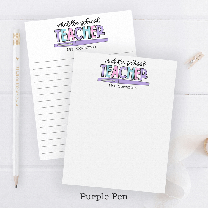 Personalized Teacher Notepad | Flair Pen Notepad | Back to School Teacher Appreciation Gift