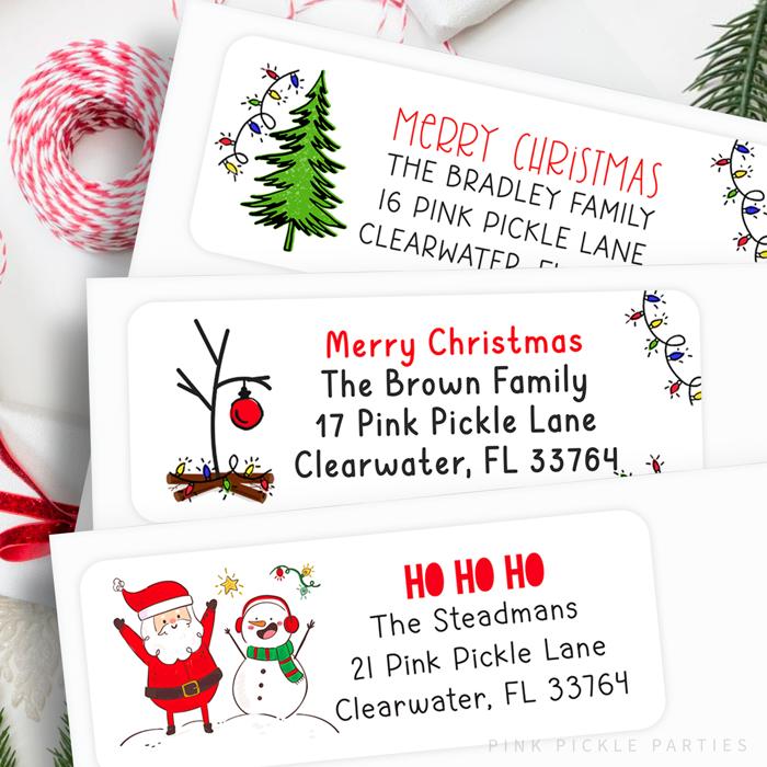 Christmas Address Labels | Personalized Return Address Stickers | Set of 30