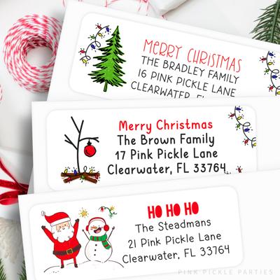 Christmas Address Labels | Personalized Return Address Stickers | Set of 30