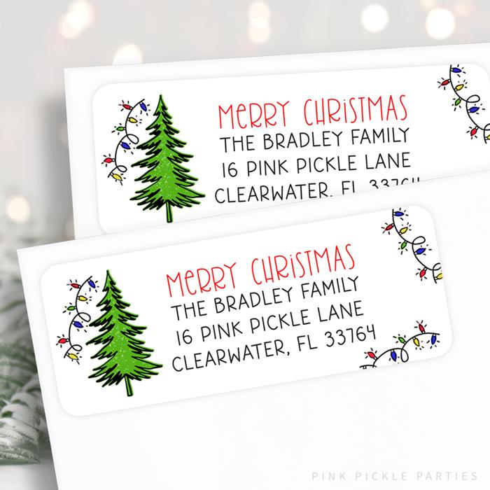 Christmas Address Labels | Personalized Return Address Stickers | Set of 30