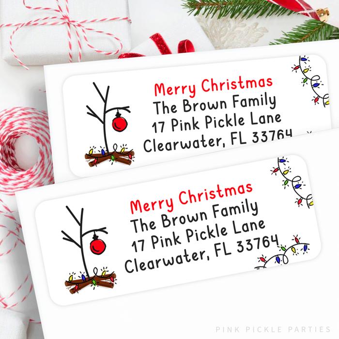 Christmas Address Labels | Personalized Return Address Stickers | Set of 30