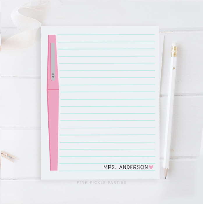 Personalized Teacher Notepad | Flair Pen Notepad | Back to School Teacher Appreciation Gift